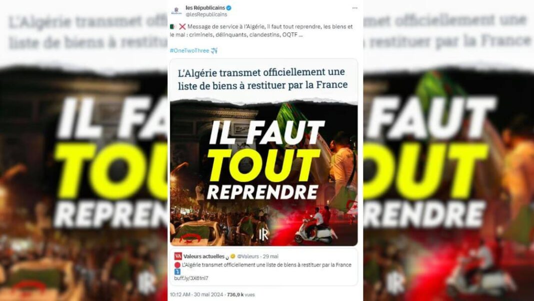 Les Républicains insultent l’Algérie et les Algériens dans un tweet raciste