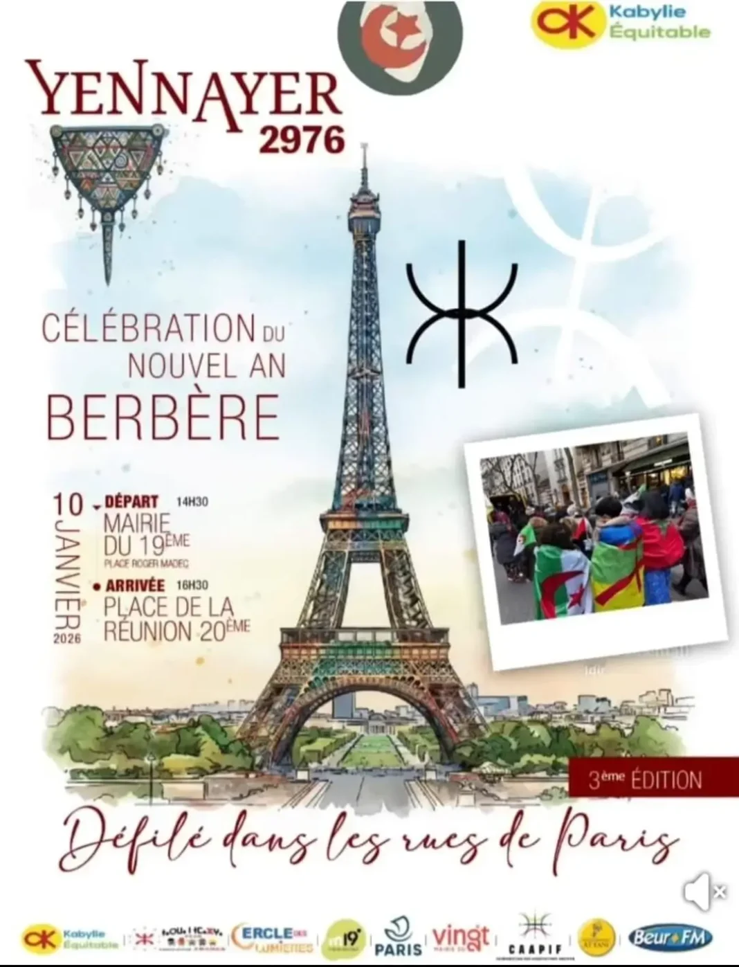 Kabylie Equitable célèbre Yennayer 2026 avec un grand défilé à Paris